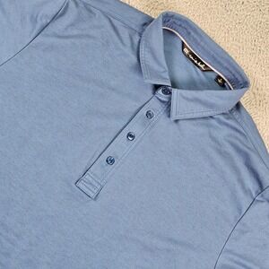 Travis Mathew Polo Shirt Mens Large Blue Pima Cotton Blend Golf Stretch Solid